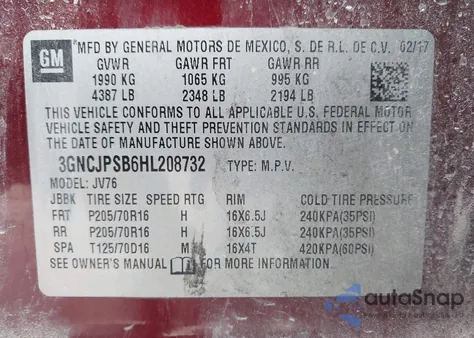 2017 Chevrolet Trax Lt z USA, uszkodzony, nr VIN 3GNCJPSB6HL208732